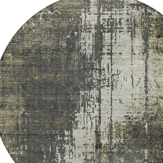 8' Taupe Beige And Olive Green Round Abstract Washable Indoor Outdoor Area Rug Photo 4