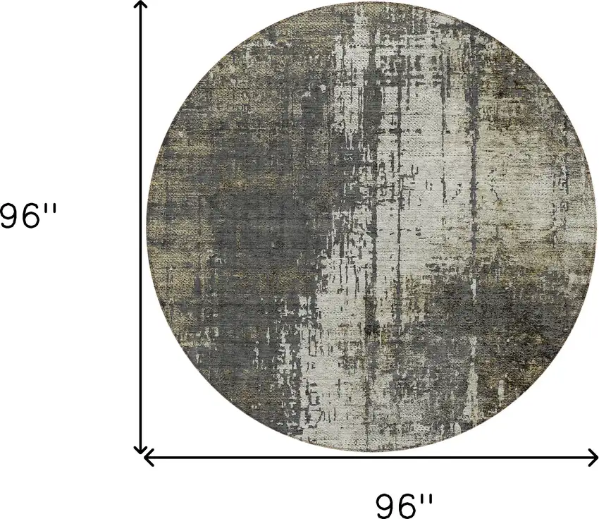 8' Taupe Beige And Olive Green Round Abstract Washable Indoor Outdoor Area Rug Photo 3