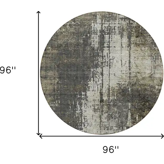 8' Taupe Beige And Olive Green Round Abstract Washable Indoor Outdoor Area Rug Photo 3