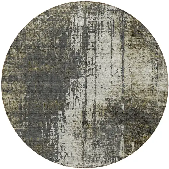 8' Taupe Beige And Olive Green Round Abstract Washable Indoor Outdoor Area Rug Photo 2