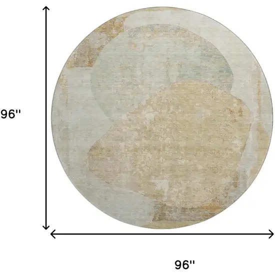 8' Taupe Beige And Rust Abstract Washable Round Rug With UV Protection Photo 9