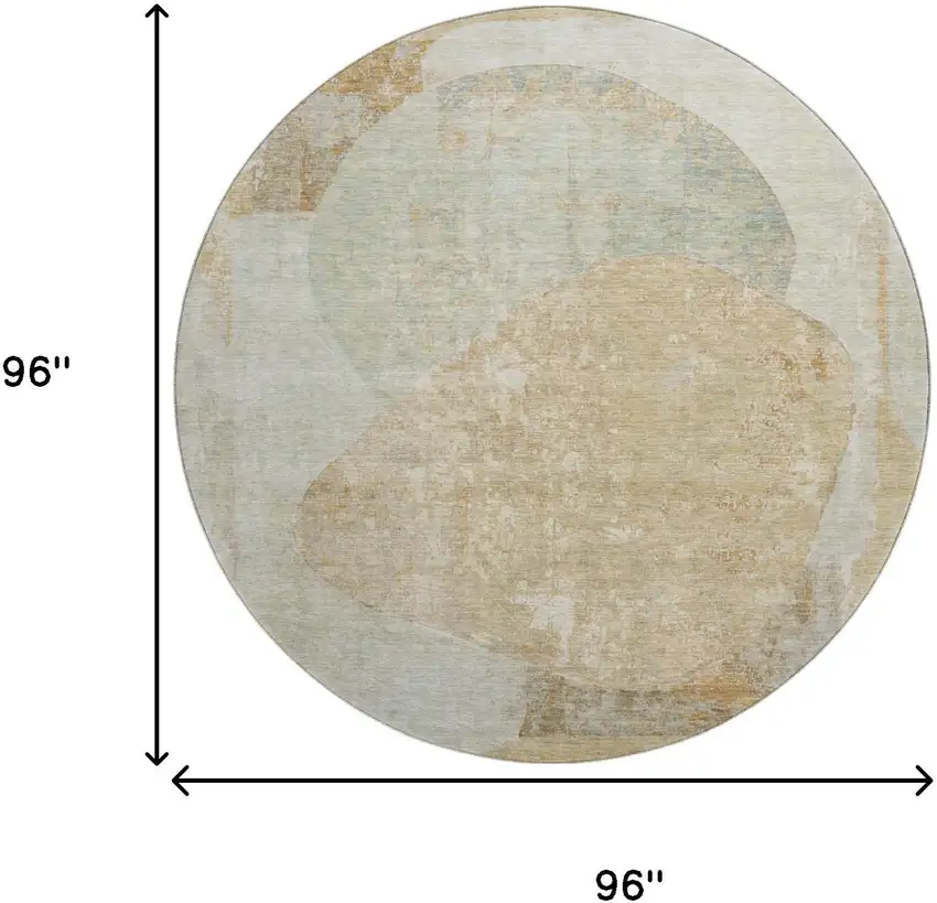 8' Taupe Beige And Rust Abstract Washable Round Rug With UV Protection Photo 9