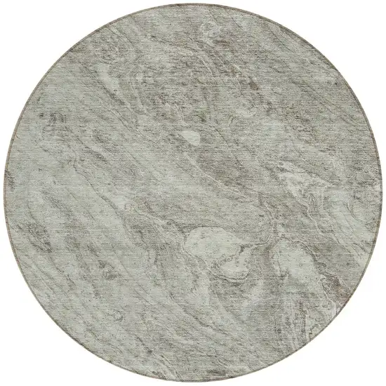8' Taupe Beige And Tan Round Abstract Washable Indoor Outdoor Area Rug Photo 5