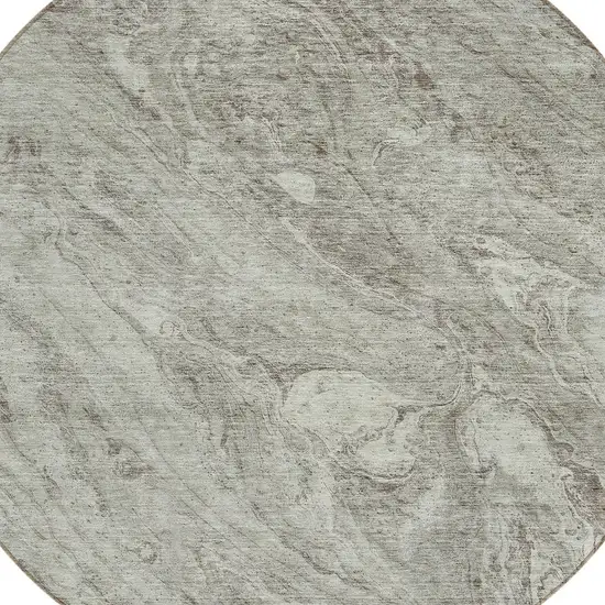 8' Taupe Beige And Tan Round Abstract Washable Indoor Outdoor Area Rug Photo 4