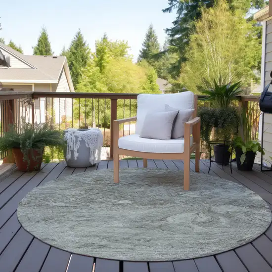 8' Taupe Beige And Tan Round Abstract Washable Indoor Outdoor Area Rug Photo 6