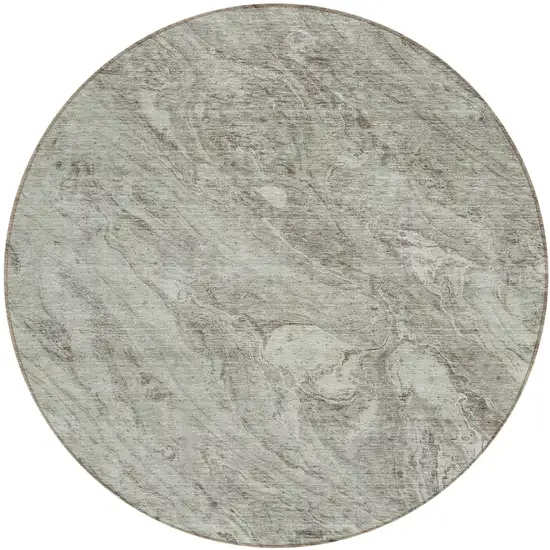 8' Taupe Beige And Tan Round Abstract Washable Indoor Outdoor Area Rug Photo 1