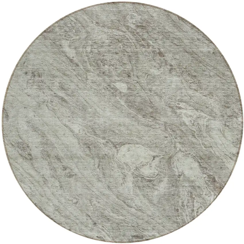 8' Taupe Beige And Tan Round Abstract Washable Indoor Outdoor Area Rug Photo 1