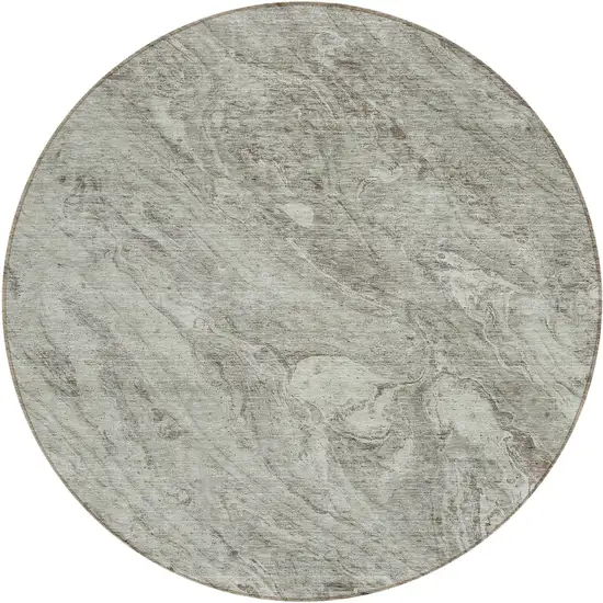 8' Taupe Beige And Tan Round Abstract Washable Indoor Outdoor Area Rug Photo 1