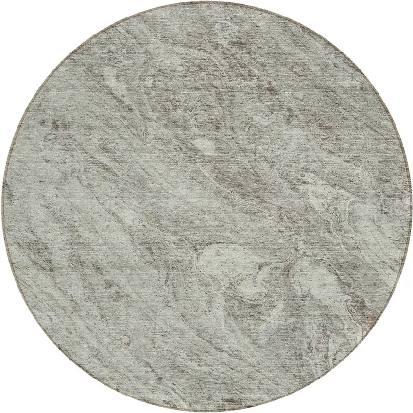 8' Taupe Beige And Tan Round Abstract Washable Indoor Outdoor Area Rug Photo 1