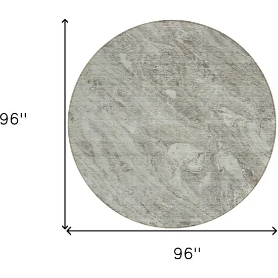 8' Taupe Beige And Tan Round Abstract Washable Indoor Outdoor Area Rug Photo 9