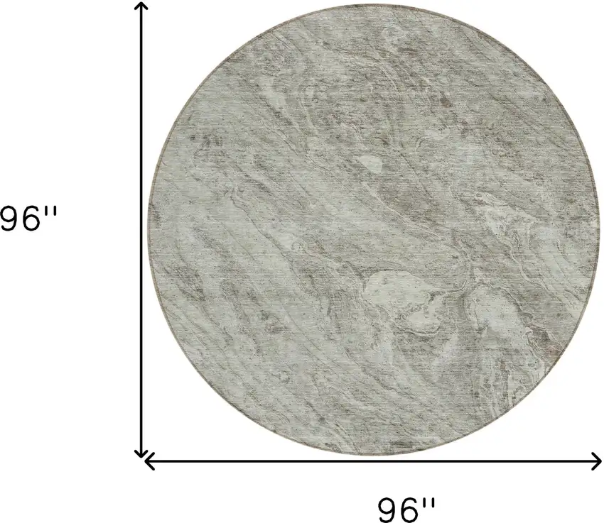 8' Taupe Beige And Tan Round Abstract Washable Indoor Outdoor Area Rug Photo 9