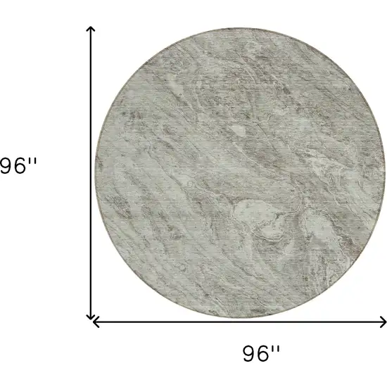 8' Taupe Beige And Tan Round Abstract Washable Indoor Outdoor Area Rug Photo 9