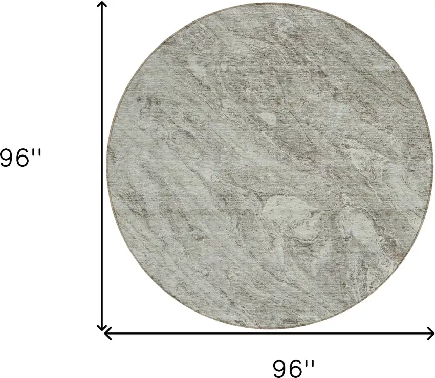 8' Taupe Beige And Tan Round Abstract Washable Indoor Outdoor Area Rug Photo 9