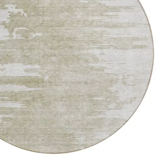 8' Taupe Beige And Tan Round Abstract Washable Indoor Outdoor Area Rug Photo 4