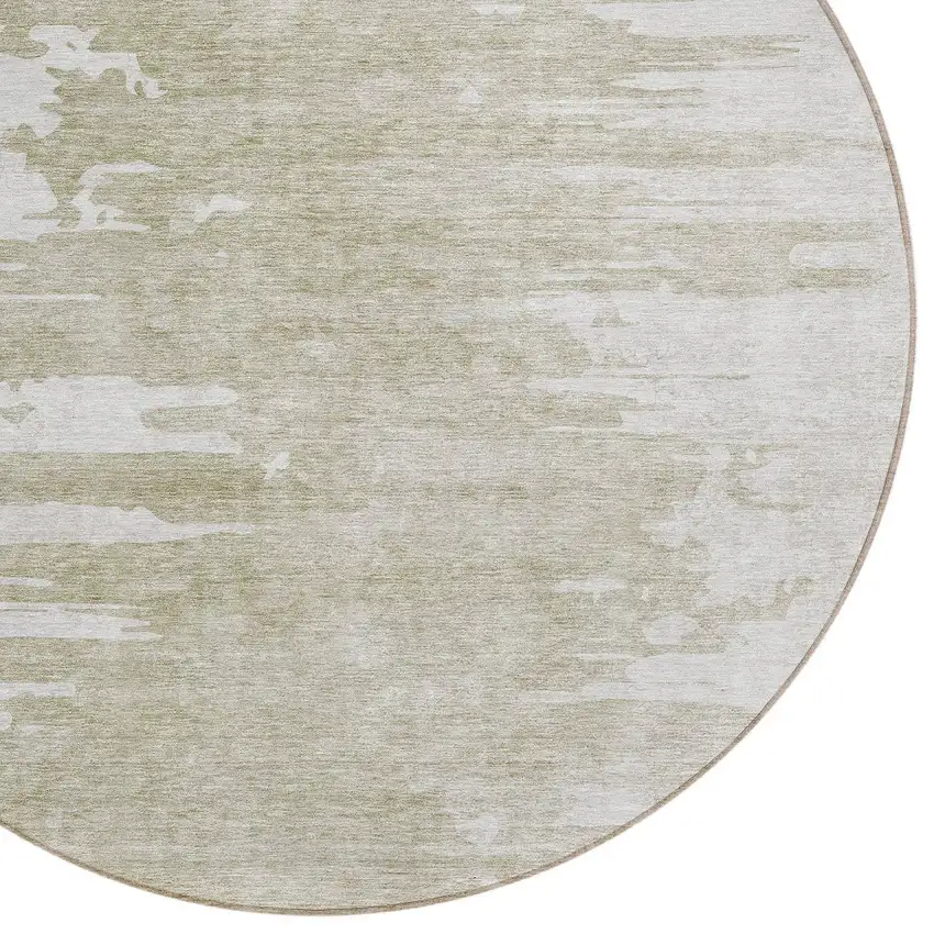 8' Taupe Beige And Tan Round Abstract Washable Indoor Outdoor Area Rug Photo 4