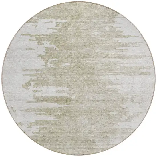 8' Taupe Beige And Tan Round Abstract Washable Indoor Outdoor Area Rug Photo 5