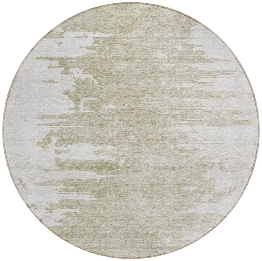 8' Taupe Beige And Tan Round Abstract Washable Indoor Outdoor Area Rug Photo 5