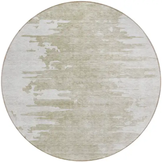 8' Taupe Beige And Tan Round Abstract Washable Indoor Outdoor Area Rug Photo 1