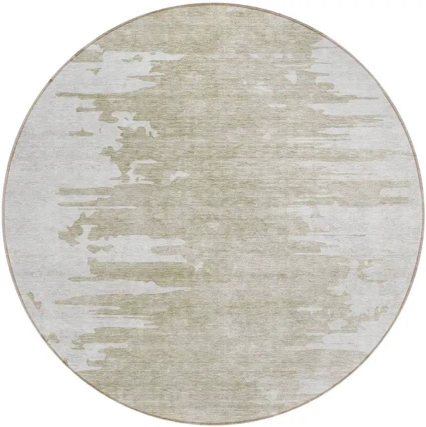 8' Taupe Beige And Tan Round Abstract Washable Indoor Outdoor Area Rug Photo 1