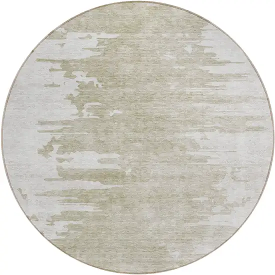 8' Taupe Beige And Tan Round Abstract Washable Indoor Outdoor Area Rug Photo 1