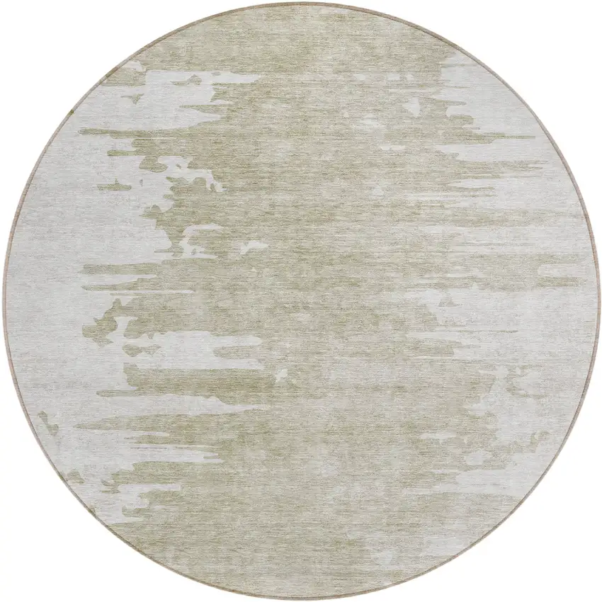 8' Taupe Beige And Tan Round Abstract Washable Indoor Outdoor Area Rug Photo 1