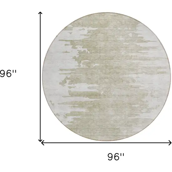 8' Taupe Beige And Tan Round Abstract Washable Indoor Outdoor Area Rug Photo 8