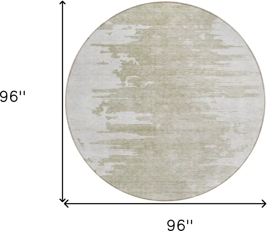 8' Taupe Beige And Tan Round Abstract Washable Indoor Outdoor Area Rug Photo 8