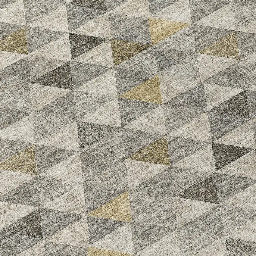 8' Taupe Beige And Tan Round Geometric Washable Indoor Outdoor Area Rug Photo 7
