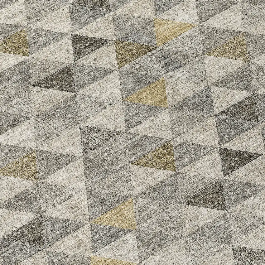 8' Taupe Beige And Tan Round Geometric Washable Indoor Outdoor Area Rug Photo 7