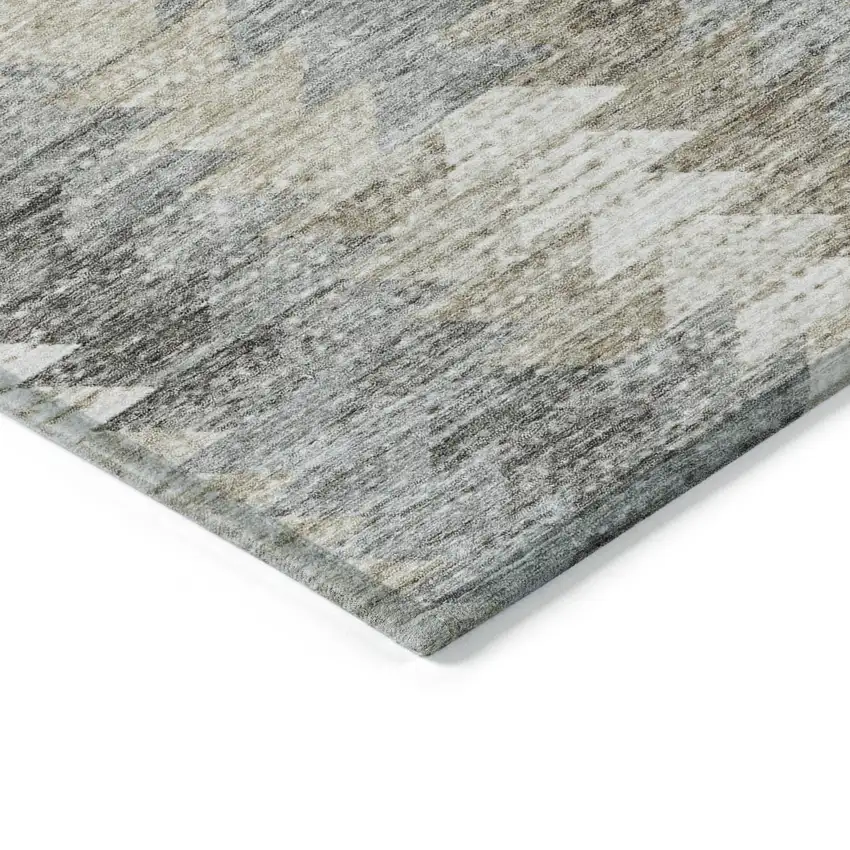8' Taupe Beige And Tan Round Geometric Washable Indoor Outdoor Area Rug Photo 3