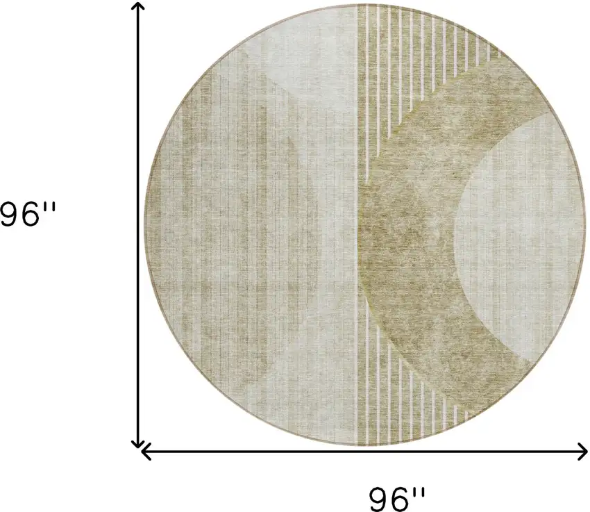8' Taupe Beige And Tan Round Geometric Washable Indoor Outdoor Area Rug Photo 3