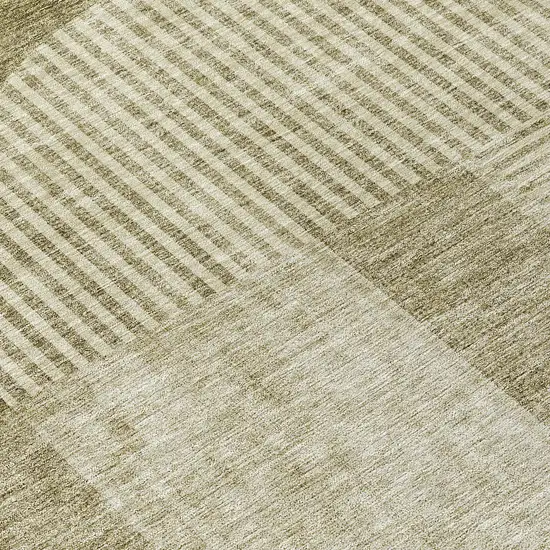 8' Taupe Beige And Tan Round Geometric Washable Indoor Outdoor Area Rug Photo 9