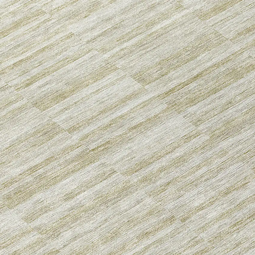 8' Taupe Beige And Tan Round Striped Washable Indoor Outdoor Area Rug Photo 8