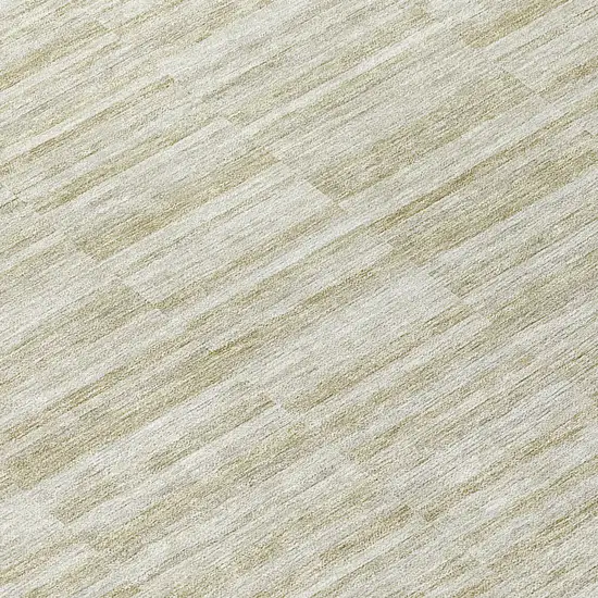 8' Taupe Beige And Tan Round Striped Washable Indoor Outdoor Area Rug Photo 8