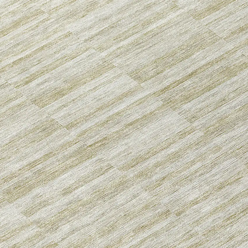 8' Taupe Beige And Tan Round Striped Washable Indoor Outdoor Area Rug Photo 8