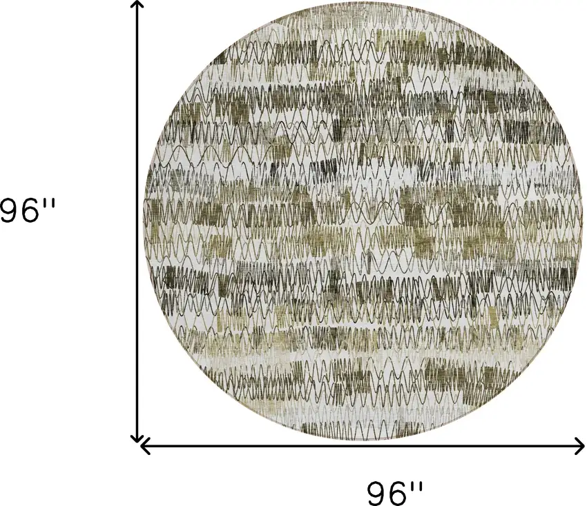 8' Taupe Beige And Tan Round Striped Washable Indoor Outdoor Area Rug Photo 3