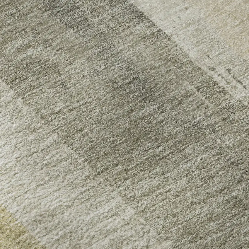 8' Taupe Beige And Tan Striped Washable Round Rug With UV Protection Photo 8