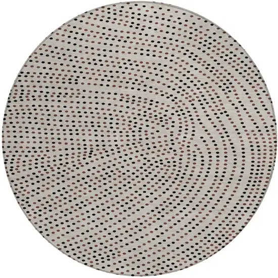 8' Taupe Black And Brown Round Polka Dot Washable Indoor Outdoor Area Rug Photo 2