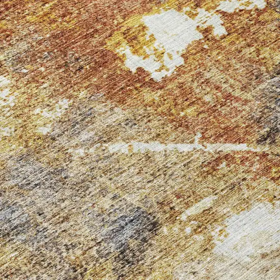 8' Taupe Black And Copper Round Abstract Washable Indoor Outdoor Area Rug Photo 7