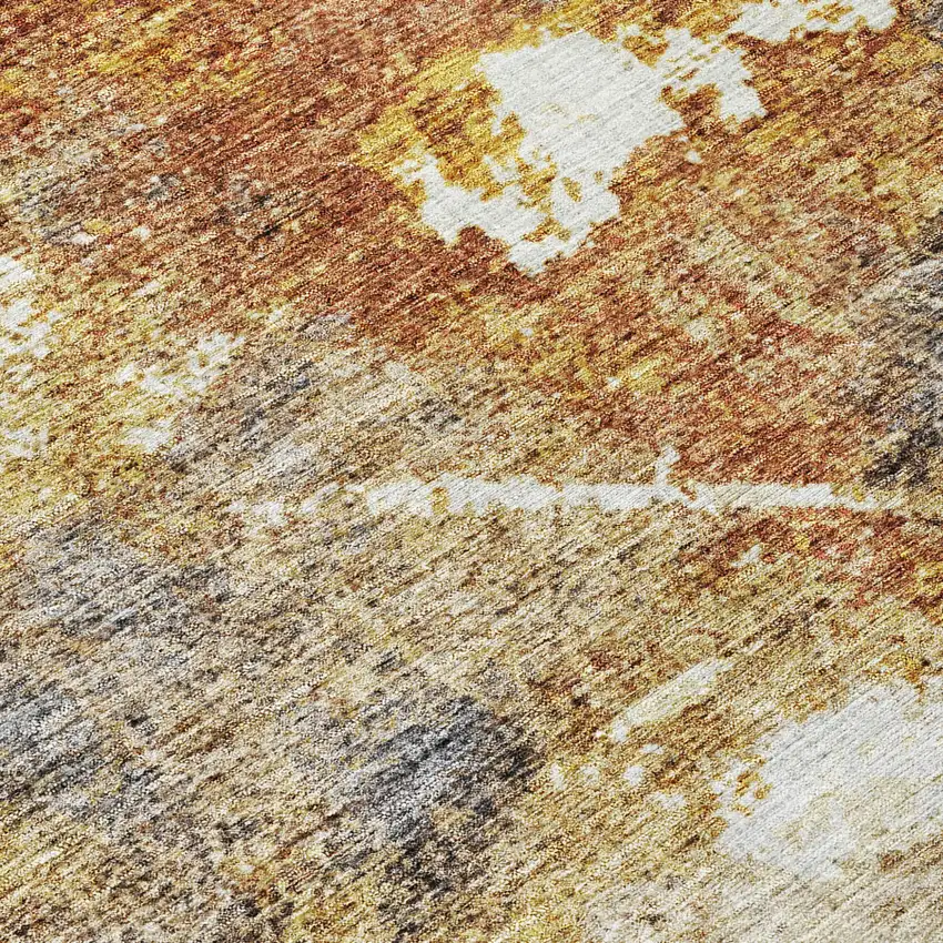 8' Taupe Black And Copper Round Abstract Washable Indoor Outdoor Area Rug Photo 7