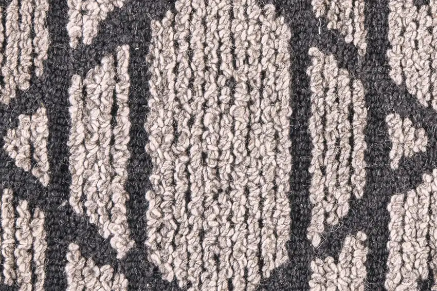 8' Taupe Black And Gray Round Wool Paisley Tufted Handmade Area Rug Photo 7