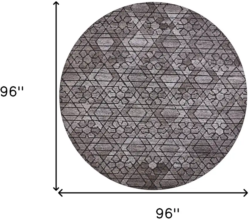 8' Taupe Black And Gray Round Wool Paisley Tufted Handmade Area Rug Photo 9