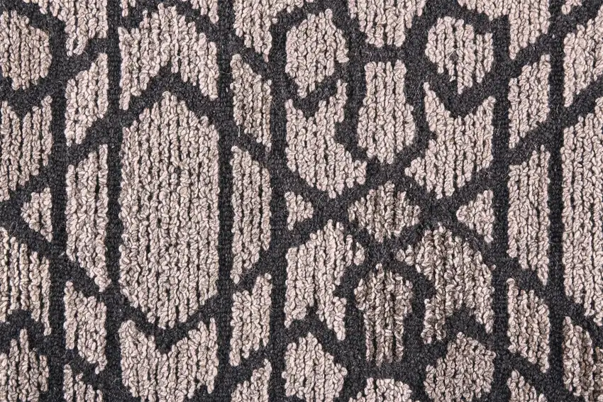 8' Taupe Black And Gray Round Wool Paisley Tufted Handmade Area Rug Photo 8