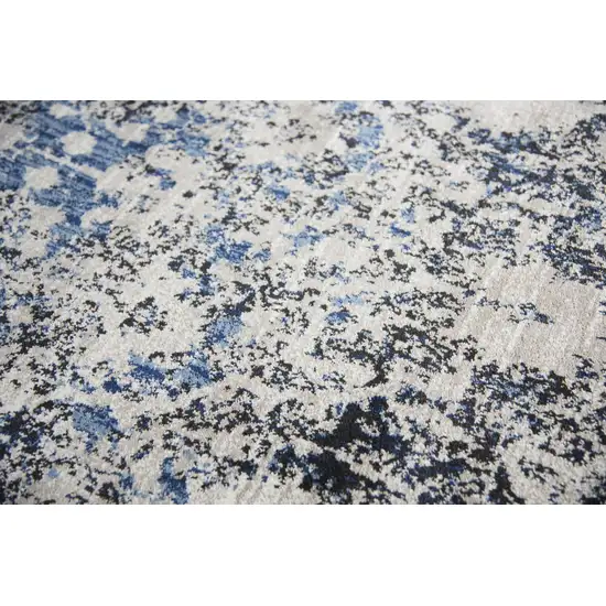 8' Taupe Blue And Dark Blue Oriental Area Rug Photo 5
