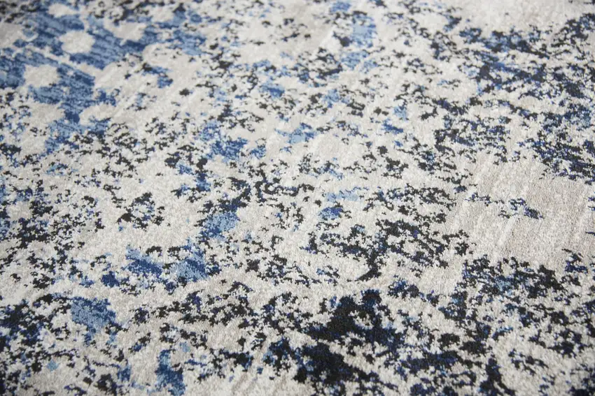 8' Taupe Blue And Dark Blue Oriental Area Rug Photo 5