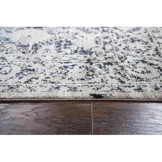 8' Taupe Blue And Dark Blue Oriental Area Rug Photo 1