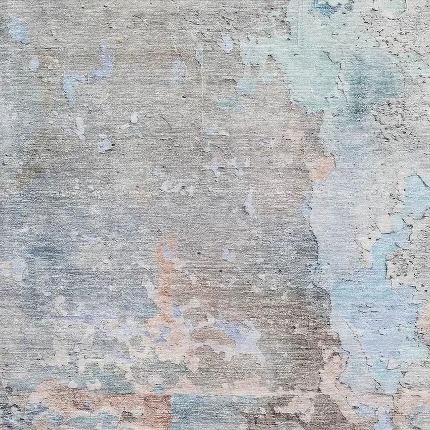 8' Taupe Blue And Gray Abstract Washable Area Rug With UV Protection Photo 2