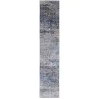 Photo of 8' Taupe Blue And Ivory Abstract Power Loom Distressed Stain Resistant Runner Rug