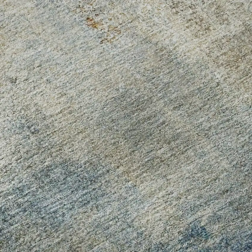 8' Taupe Blue And Ivory Abstract Washable Round Rug With UV Protection Photo 8