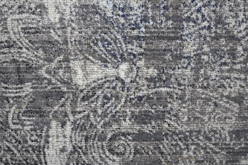 8' Taupe Blue And Ivory Round Abstract Power Loom Distressed Stain Resistant Area Rug Photo 5
